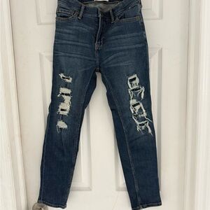 Abercrombie Kids Distressed Dark Blue Skinny Jeans